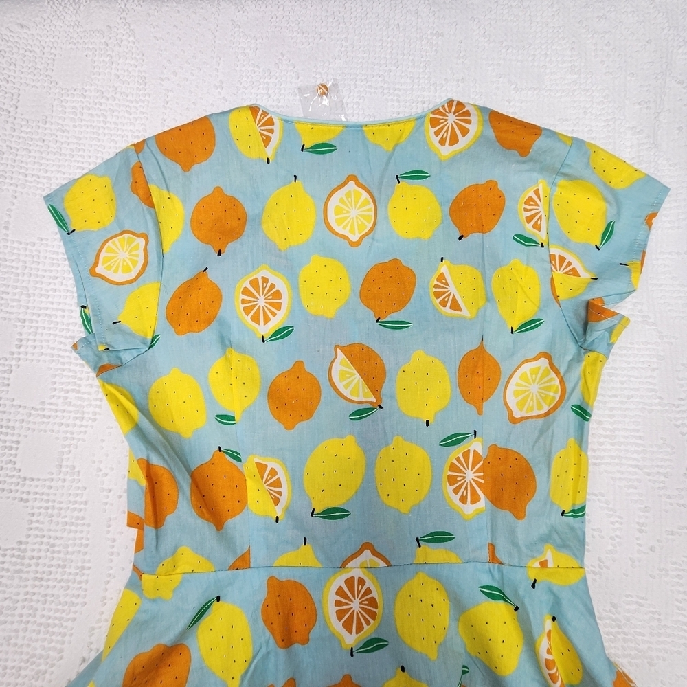 Modcloth Blue Dress with Yellow and Orange Citrus Print - Picture 13 of 14